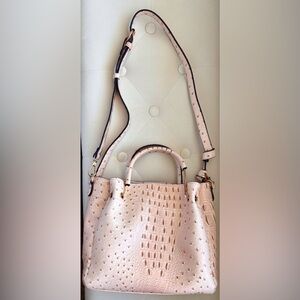 Brahmin “styled” Pink Shoulder Crossbody Bag - Ostrich Embossed Faux Leather